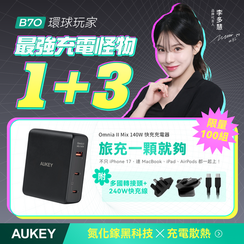 Omnia II Mix 140W GaN氮化鎵PD快充充電器 (PA-B7O)